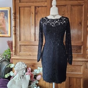 BCBGMaxAzria Black Long Sleeve Lace Dress